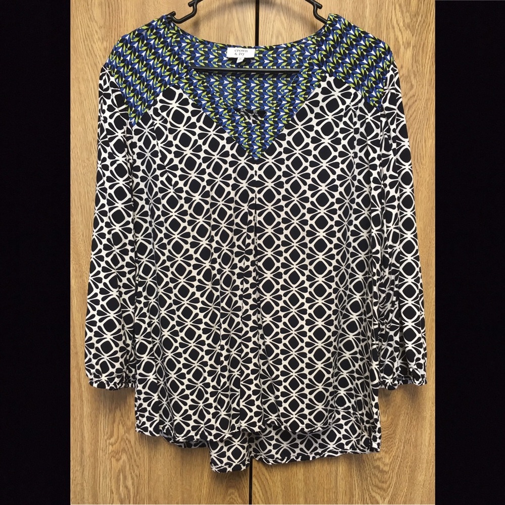 Patterned Peasant Top - image 1